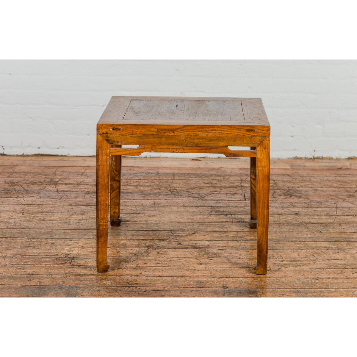 Qing Dynasty Elm Stool or Drinks Table with Horse Hoof Feet and Humpback Apron-16. Asian & Chinese Furniture, Art, Antiques, Vintage Home Décor for sale at FEA Home