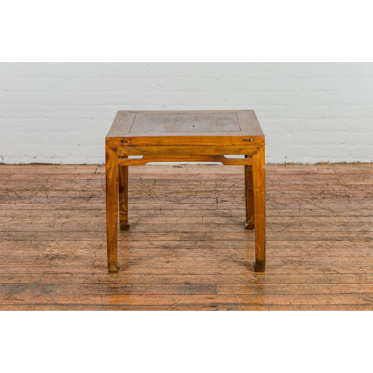 Qing Dynasty Elm Stool or Drinks Table with Horse Hoof Feet and Humpback Apron-2. Asian & Chinese Furniture, Art, Antiques, Vintage Home Décor for sale at FEA Home