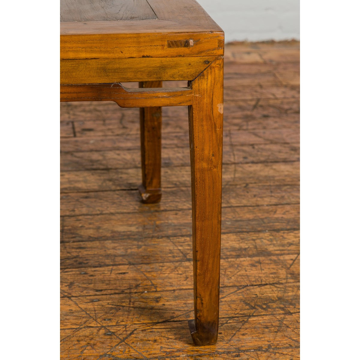 Qing Dynasty Elm Stool or Drinks Table with Horse Hoof Feet and Humpback Apron-8. Asian & Chinese Furniture, Art, Antiques, Vintage Home Décor for sale at FEA Home