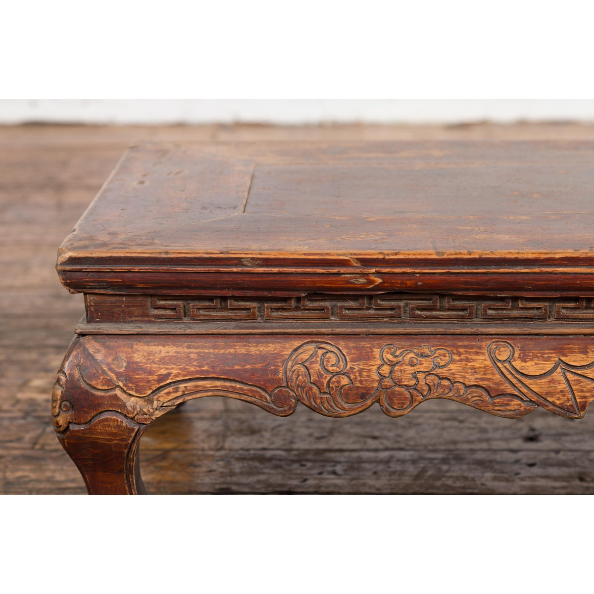 Qing Dynasty Period Low Kang Table with Carved Bats and Cabriole Legs-11. Asian & Chinese Furniture, Art, Antiques, Vintage Home Décor for sale at FEA Home