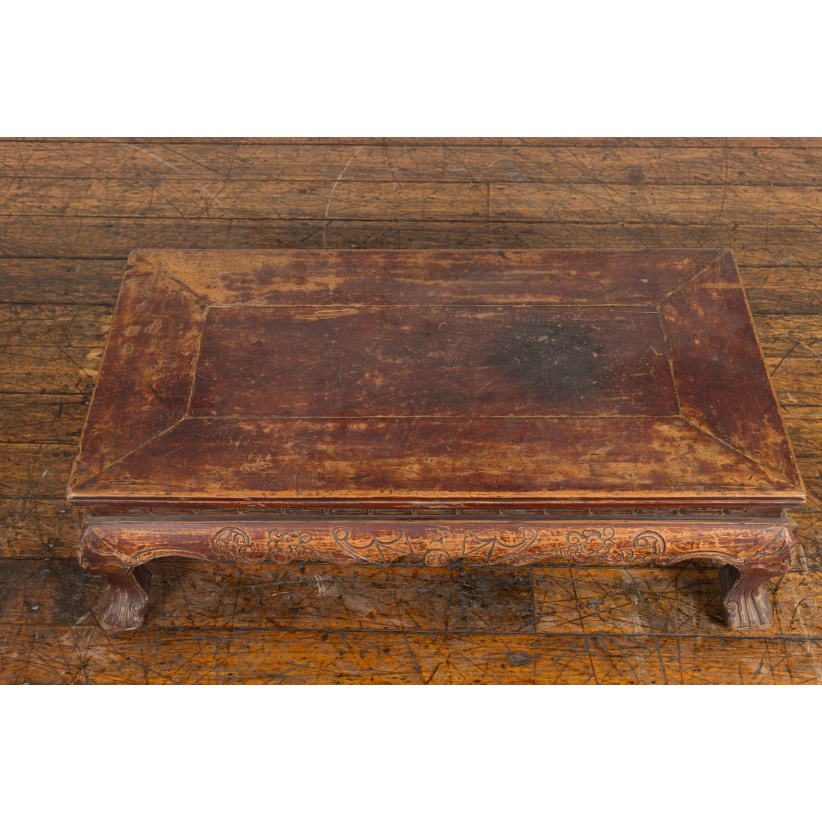 Qing Dynasty Period Low Kang Table with Carved Bats and Cabriole Legs-12. Asian & Chinese Furniture, Art, Antiques, Vintage Home Décor for sale at FEA Home