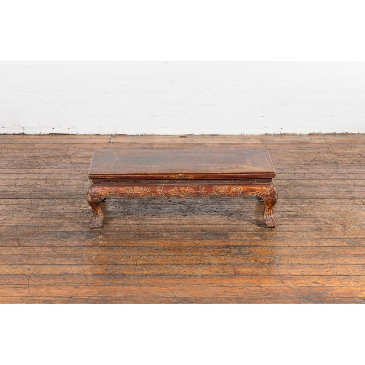 Qing Dynasty Period Low Kang Table with Carved Bats and Cabriole Legs-14. Asian & Chinese Furniture, Art, Antiques, Vintage Home Décor for sale at FEA Home