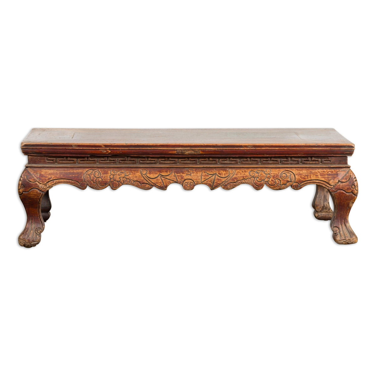Qing Dynasty Period Low Kang Table with Carved Bats and Cabriole Legs-16. Asian & Chinese Furniture, Art, Antiques, Vintage Home Décor for sale at FEA Home