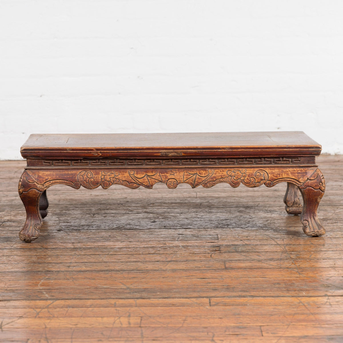 Qing Dynasty Period Low Kang Table with Carved Bats and Cabriole Legs-3. Asian & Chinese Furniture, Art, Antiques, Vintage Home Décor for sale at FEA Home