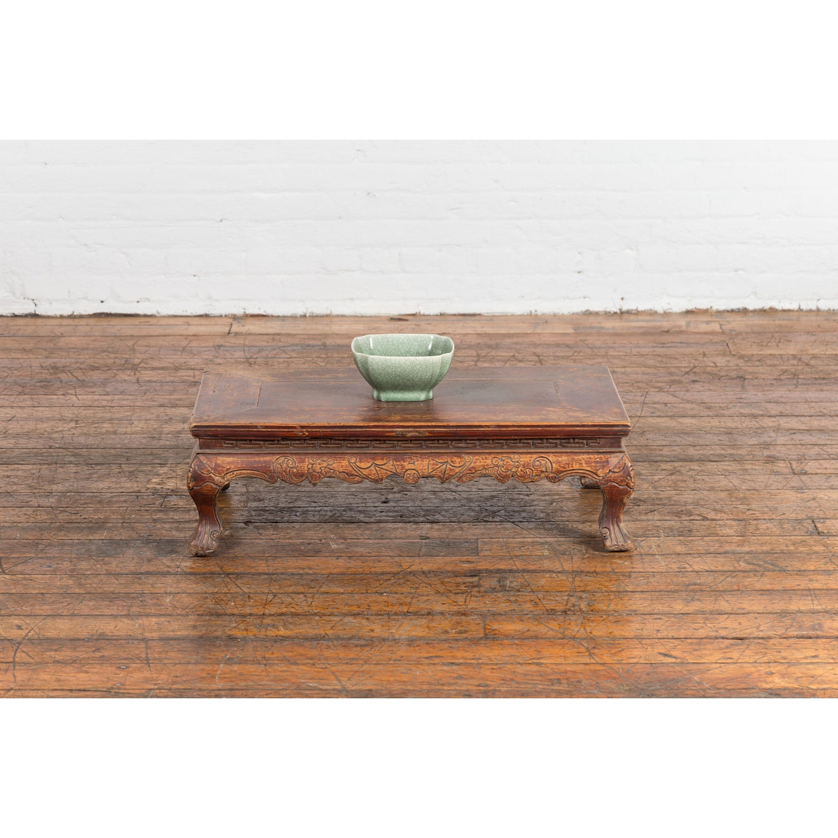 Qing Dynasty Period Low Kang Table with Carved Bats and Cabriole Legs-4. Asian & Chinese Furniture, Art, Antiques, Vintage Home Décor for sale at FEA Home