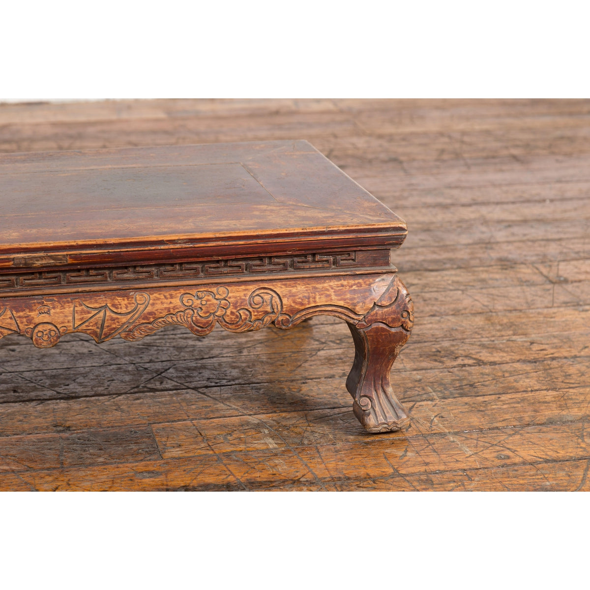 Qing Dynasty Period Low Kang Table with Carved Bats and Cabriole Legs-7. Asian & Chinese Furniture, Art, Antiques, Vintage Home Décor for sale at FEA Home