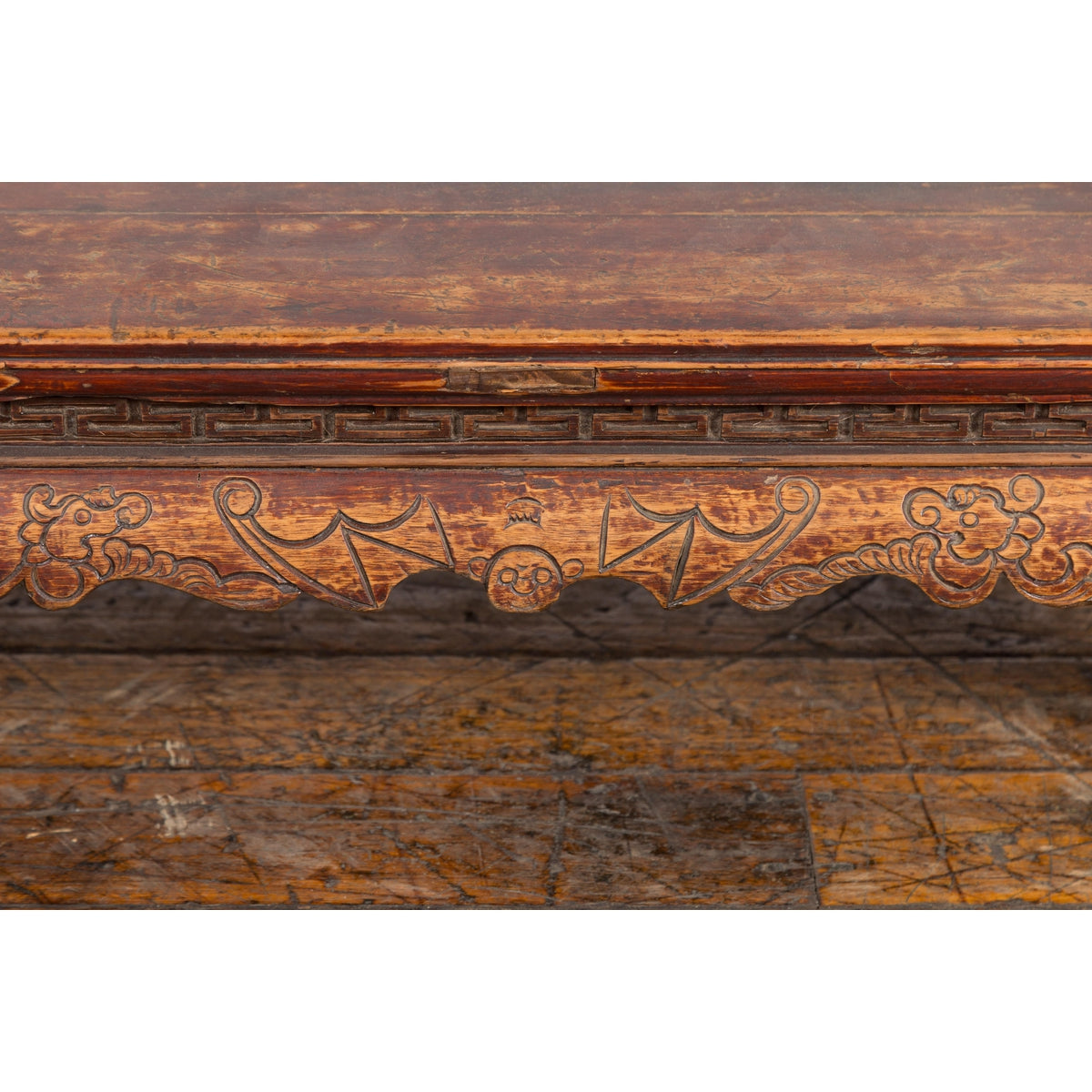 Qing Dynasty Period Low Kang Table with Carved Bats and Cabriole Legs-8. Asian & Chinese Furniture, Art, Antiques, Vintage Home Décor for sale at FEA Home