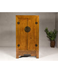 Large Elmwood 19th Cabinet with Carved Apron and Round Brass Medallion-4. Asian & Chinese Furniture, Art, Antiques, Vintage Home Décor for sale at FEA Home