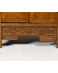 Large Elmwood 19th Cabinet with Carved Apron and Round Brass Medallion-6. Asian & Chinese Furniture, Art, Antiques, Vintage Home Décor for sale at FEA Home