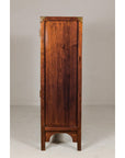 Large Brown Lacquer Elmwood Cabinet with Carved Skirt and Brass Hardware-16. Asian & Chinese Furniture, Art, Antiques, Vintage Home Décor for sale at FEA Home