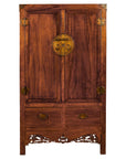 Large Brown Lacquer Elmwood Cabinet with Carved Skirt and Brass Hardware-1. Asian & Chinese Furniture, Art, Antiques, Vintage Home Décor for sale at FEA Home