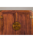 Large Brown Lacquer Elmwood Cabinet with Carved Skirt and Brass Hardware-3. Asian & Chinese Furniture, Art, Antiques, Vintage Home Décor for sale at FEA Home