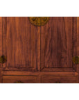 Large Brown Lacquer Elmwood Cabinet with Carved Skirt and Brass Hardware-4. Asian & Chinese Furniture, Art, Antiques, Vintage Home Décor for sale at FEA Home