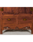 Large Brown Lacquer Elmwood Cabinet with Carved Skirt and Brass Hardware-5. Asian & Chinese Furniture, Art, Antiques, Vintage Home Décor for sale at FEA Home