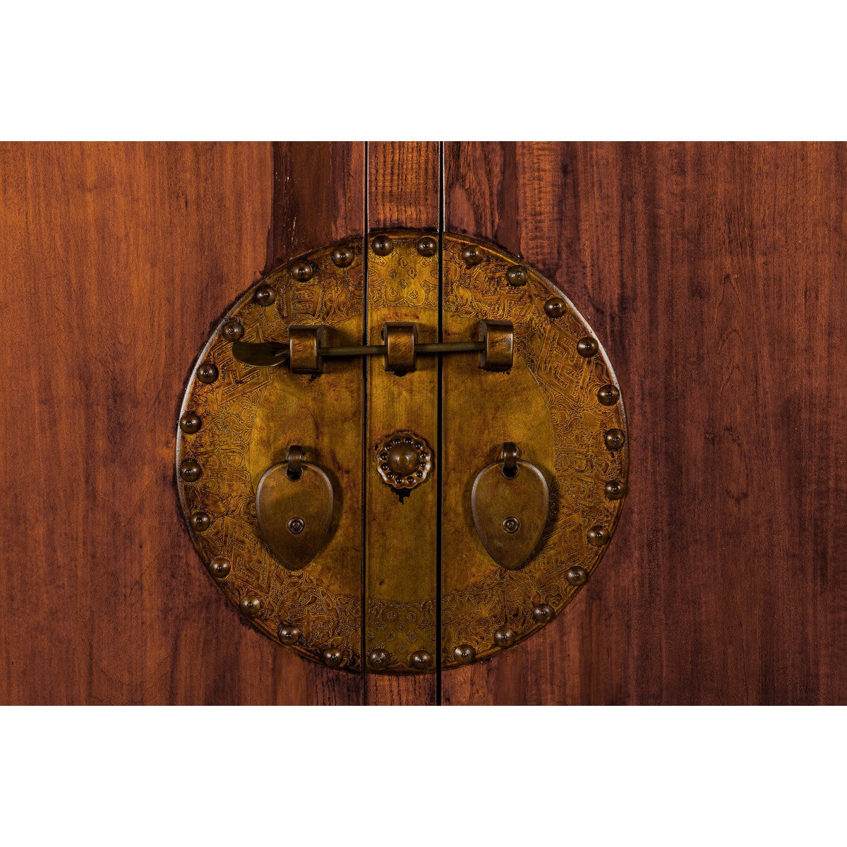 Large Brown Lacquer Elmwood Cabinet with Carved Skirt and Brass Hardware-8. Asian & Chinese Furniture, Art, Antiques, Vintage Home Décor for sale at FEA Home
