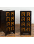 Pair of Chinese Qing Dynasty Black Lacquer Apothecary Cabinets with Calligraphy-14. Asian & Chinese Furniture, Art, Antiques, Vintage Home Décor for sale at FEA Home
