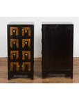 Pair of Chinese Qing Dynasty Black Lacquer Apothecary Cabinets with Calligraphy-15. Asian & Chinese Furniture, Art, Antiques, Vintage Home Décor for sale at FEA Home