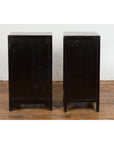 Pair of Chinese Qing Dynasty Black Lacquer Apothecary Cabinets with Calligraphy-18. Asian & Chinese Furniture, Art, Antiques, Vintage Home Décor for sale at FEA Home