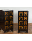 Pair of Chinese Qing Dynasty Black Lacquer Apothecary Cabinets with Calligraphy-7. Asian & Chinese Furniture, Art, Antiques, Vintage Home Décor for sale at FEA Home