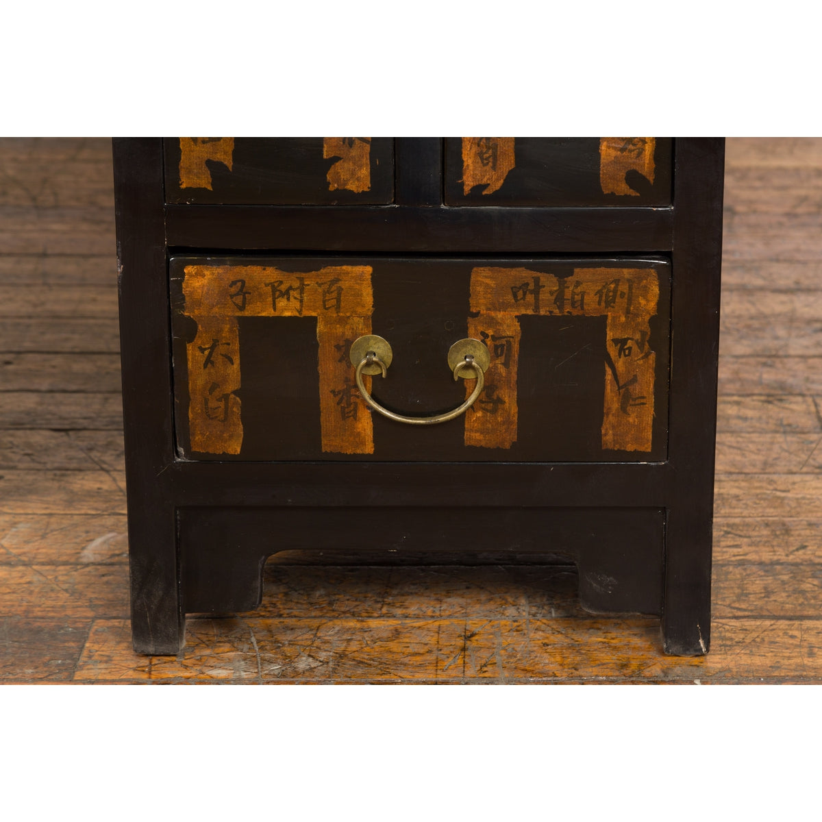 Pair of Chinese Qing Dynasty Black Lacquer Apothecary Cabinets with Calligraphy-9. Asian & Chinese Furniture, Art, Antiques, Vintage Home Décor for sale at FEA Home