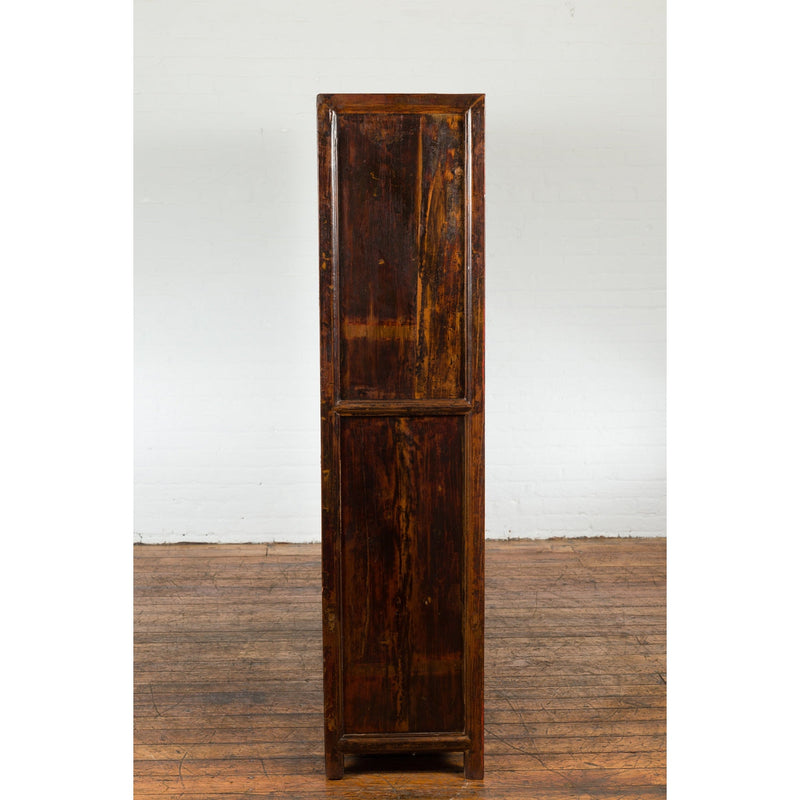 Chinese Qing Dynasty Period 19th Century Bookcase with Red and Brown Lacquer-YN1395-15. Asian & Chinese Furniture, Art, Antiques, Vintage Home Décor for sale at FEA Home