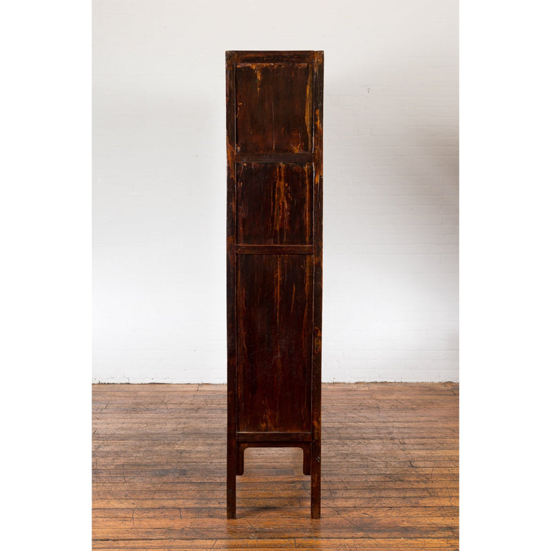 Chinese Qing Dynasty 19th Century Bookcase with Four Shelves and Dark Patina-YN1396-12. Asian & Chinese Furniture, Art, Antiques, Vintage Home Décor for sale at FEA Home