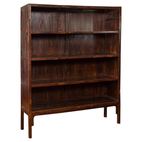 Chinese Qing Dynasty 19th Century Bookcase with Four Shelves and Dark Patina-YN1396-1. Asian & Chinese Furniture, Art, Antiques, Vintage Home Décor for sale at FEA Home