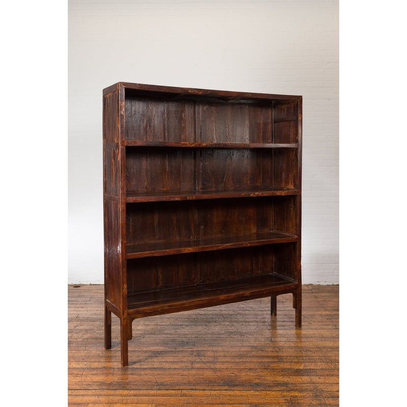 Chinese Qing Dynasty 19th Century Bookcase with Four Shelves and Dark Patina-YN1396-2. Asian & Chinese Furniture, Art, Antiques, Vintage Home Décor for sale at FEA Home