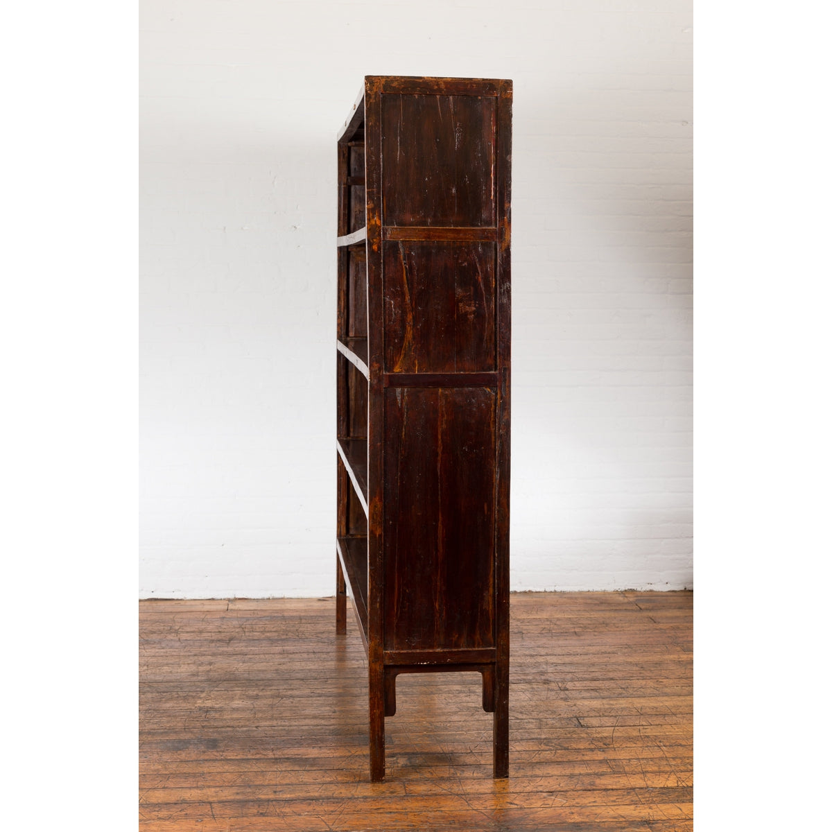 Chinese Qing Dynasty 19th Century Bookcase with Four Shelves and Dark Patina-5. Asian & Chinese Furniture, Art, Antiques, Vintage Home Décor for sale at FEA Home