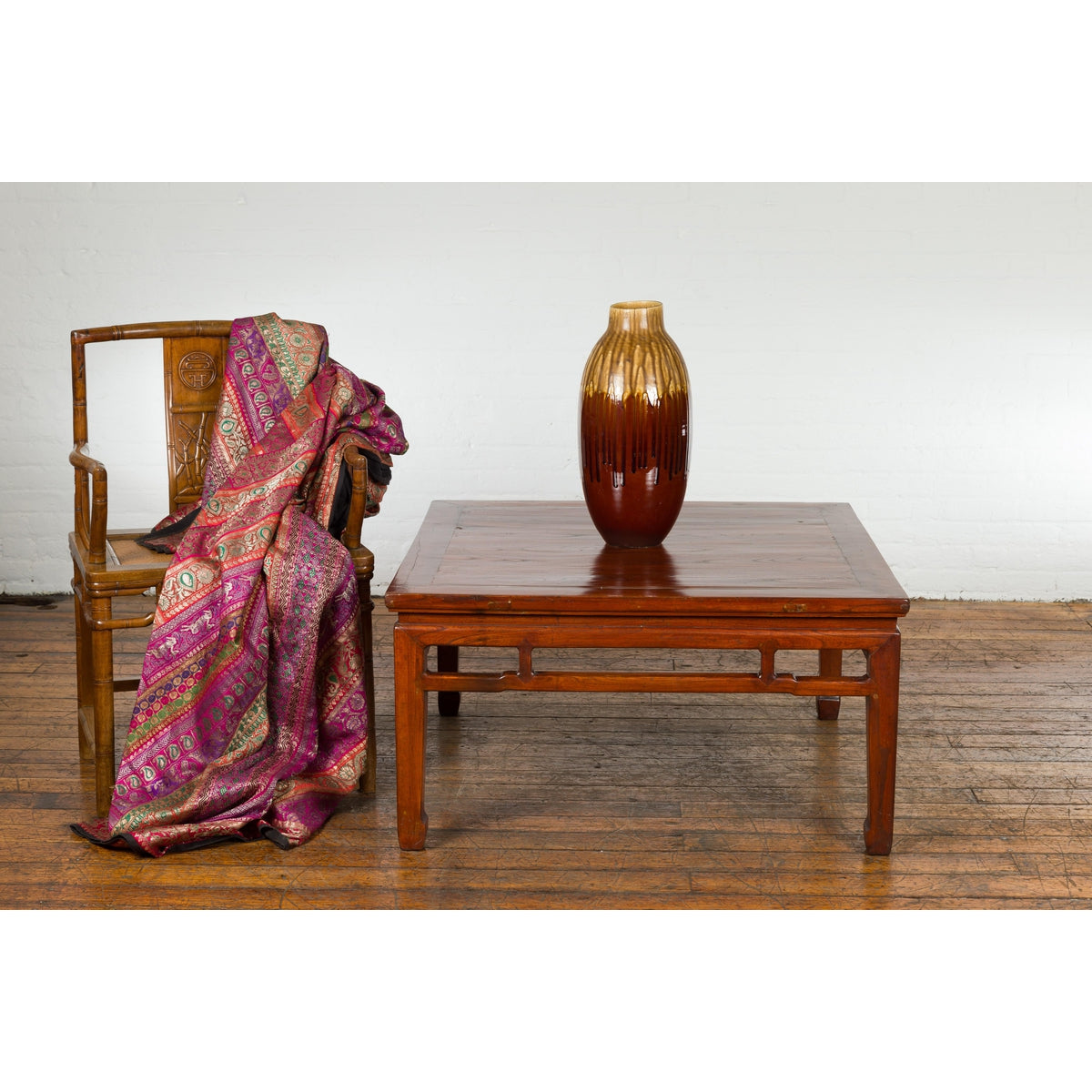 Rich Brown Square Shaped Coffee Table with Spacious Top-4. Asian & Chinese Furniture, Art, Antiques, Vintage Home Décor for sale at FEA Home