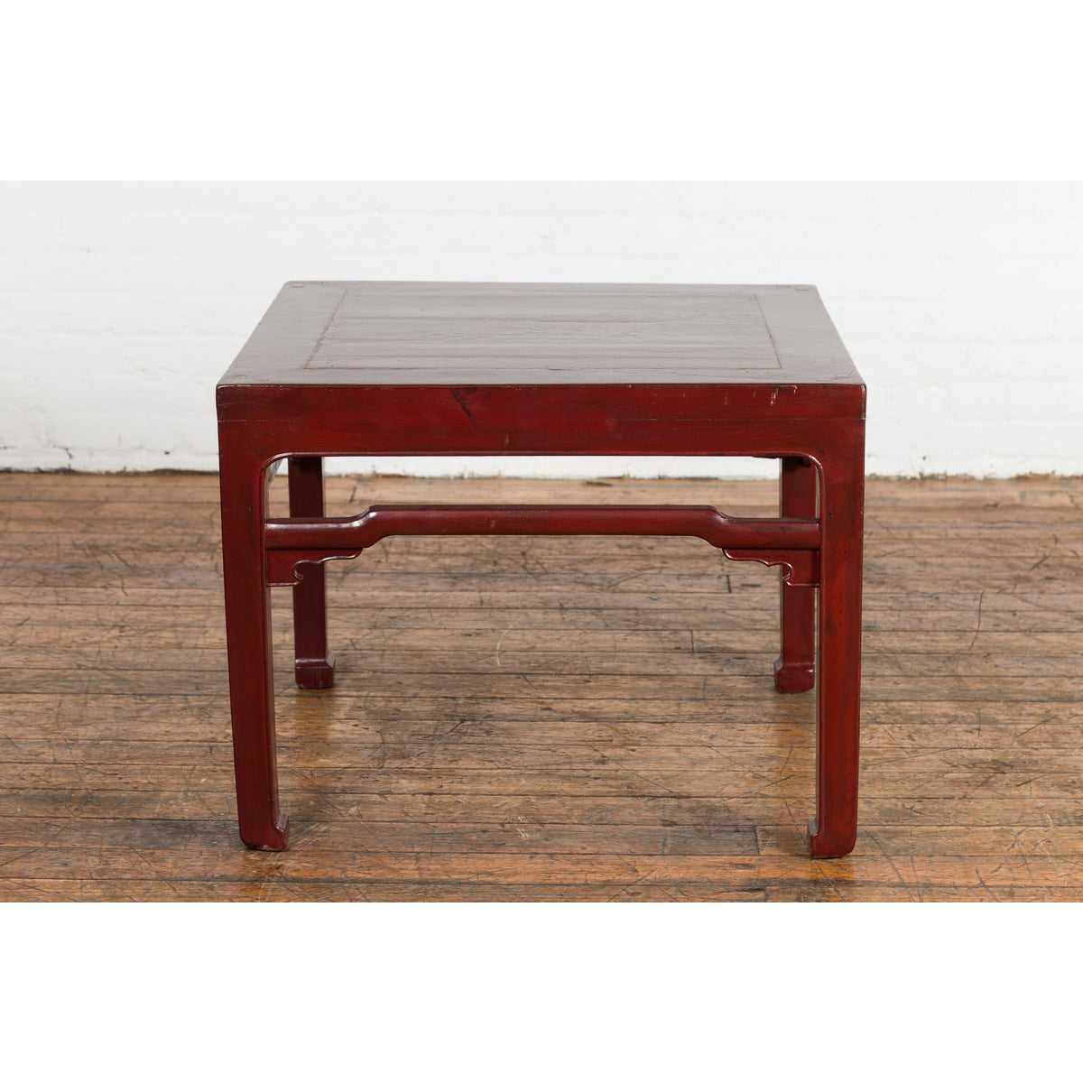 Chinese Late Qing Dynasty Period Red Lacquered Low Table with Horsehoof Feet-11. Asian & Chinese Furniture, Art, Antiques, Vintage Home Décor for sale at FEA Home