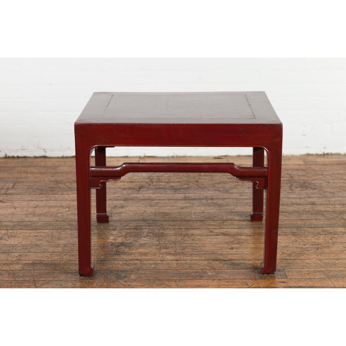 Chinese Late Qing Dynasty Period Red Lacquered Low Table with Horsehoof Feet-12. Asian & Chinese Furniture, Art, Antiques, Vintage Home Décor for sale at FEA Home