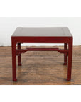 Chinese Late Qing Dynasty Period Red Lacquered Low Table with Horsehoof Feet-12. Asian & Chinese Furniture, Art, Antiques, Vintage Home Décor for sale at FEA Home