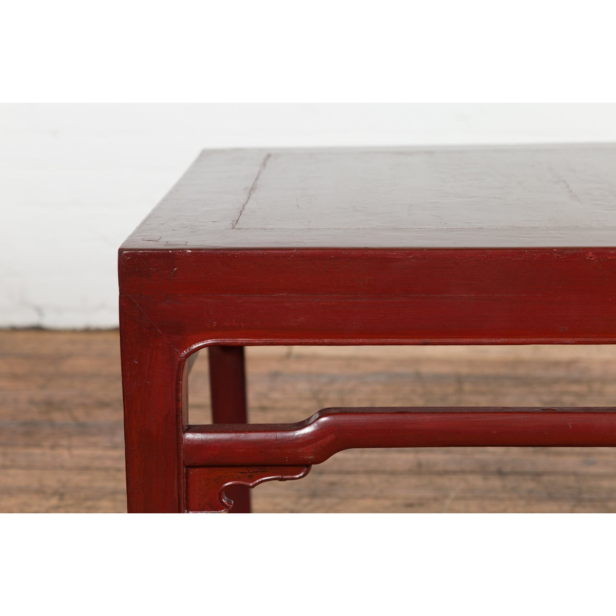 Chinese Late Qing Dynasty Period Red Lacquered Low Table with Horsehoof Feet-4. Asian & Chinese Furniture, Art, Antiques, Vintage Home Décor for sale at FEA Home