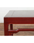 Chinese Late Qing Dynasty Period Red Lacquered Low Table with Horsehoof Feet-4. Asian & Chinese Furniture, Art, Antiques, Vintage Home Décor for sale at FEA Home