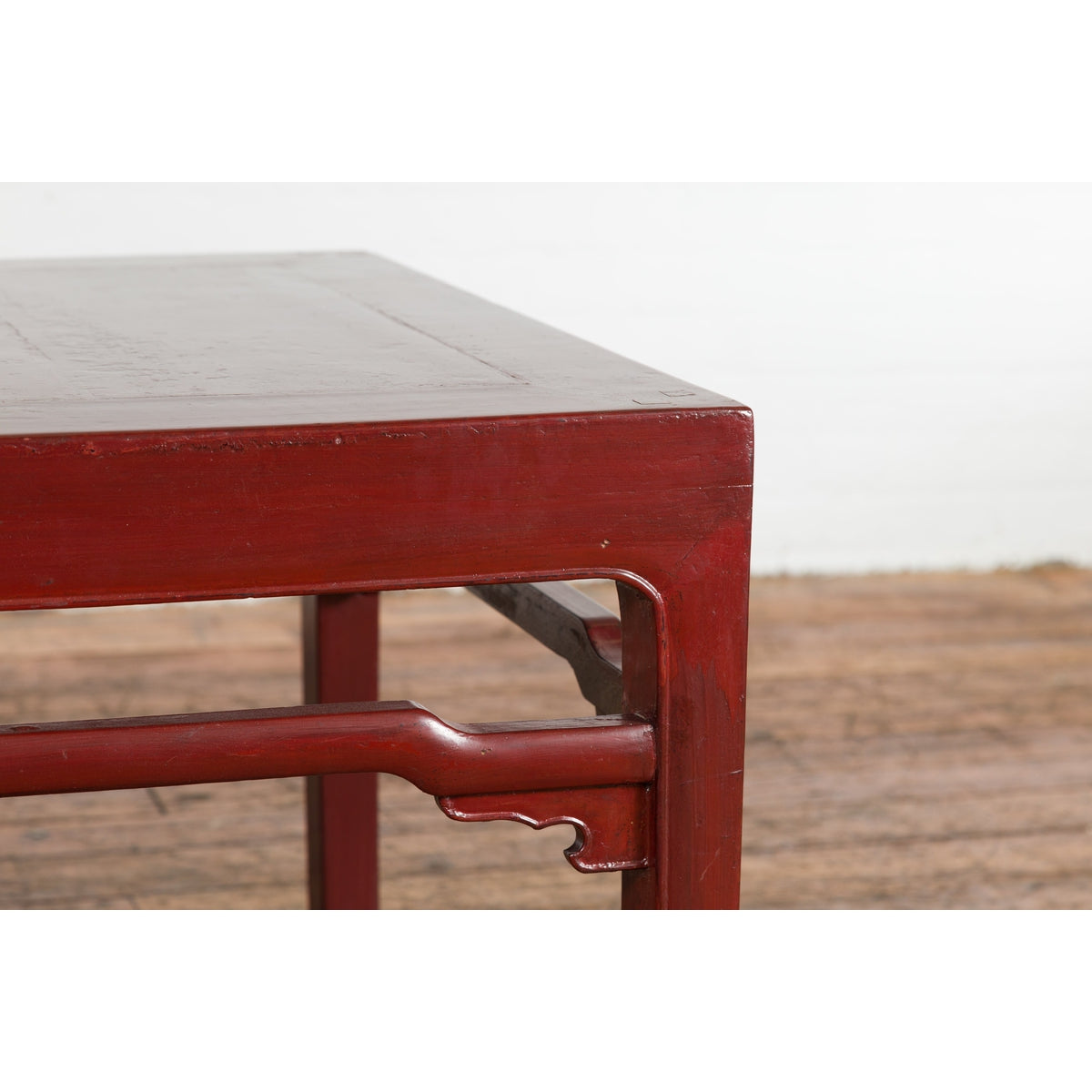 Chinese Late Qing Dynasty Period Red Lacquered Low Table with Horsehoof Feet-5. Asian & Chinese Furniture, Art, Antiques, Vintage Home Décor for sale at FEA Home