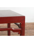 Chinese Late Qing Dynasty Period Red Lacquered Low Table with Horsehoof Feet-5. Asian & Chinese Furniture, Art, Antiques, Vintage Home Décor for sale at FEA Home