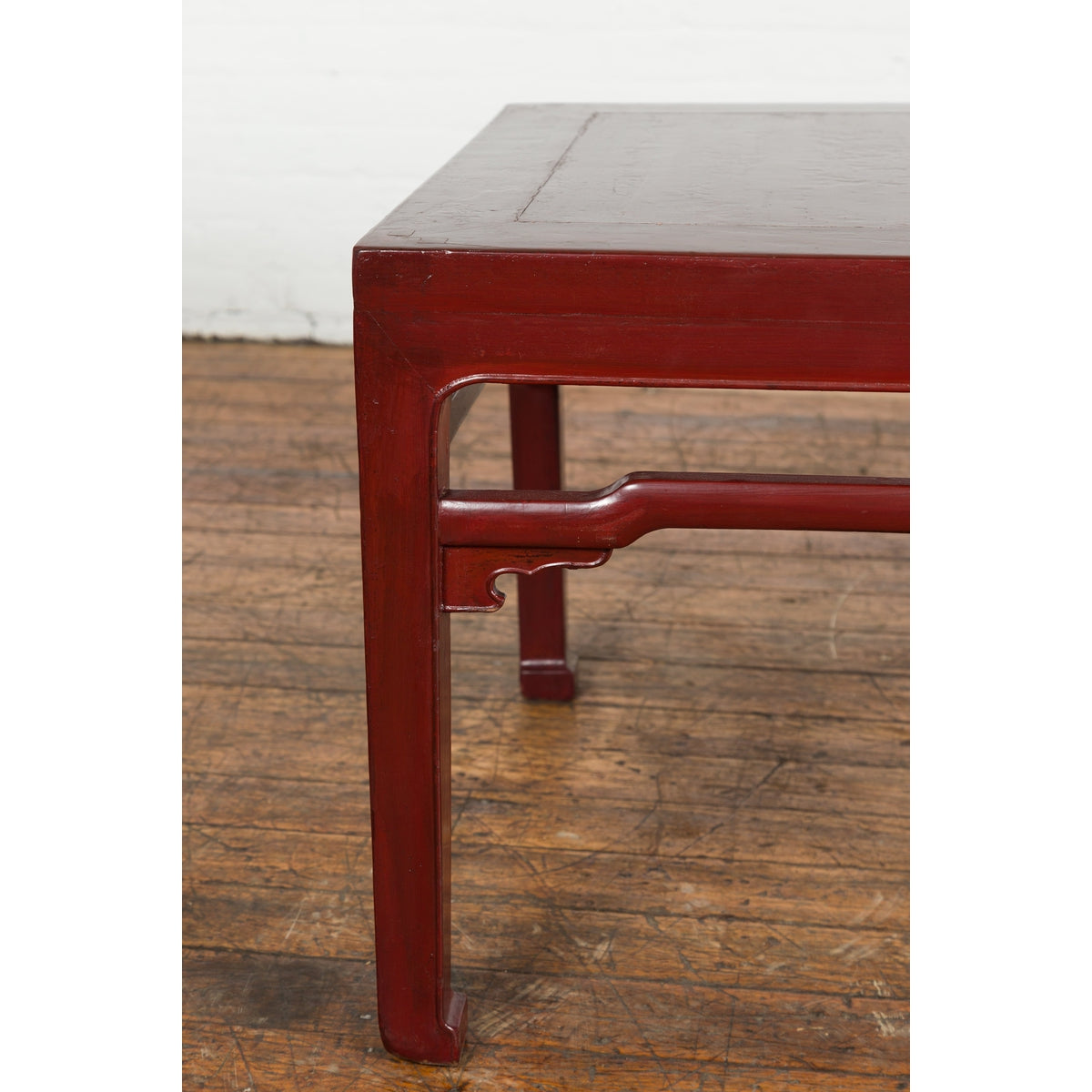 Chinese Late Qing Dynasty Period Red Lacquered Low Table with Horsehoof Feet-6. Asian & Chinese Furniture, Art, Antiques, Vintage Home Décor for sale at FEA Home