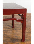 Chinese Late Qing Dynasty Period Red Lacquered Low Table with Horsehoof Feet-7. Asian & Chinese Furniture, Art, Antiques, Vintage Home Décor for sale at FEA Home