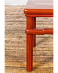 Qing Dynasty 19th Century Red Lacquer Side Table with Humpback Stretcher-10. Asian & Chinese Furniture, Art, Antiques, Vintage Home Décor for sale at FEA Home