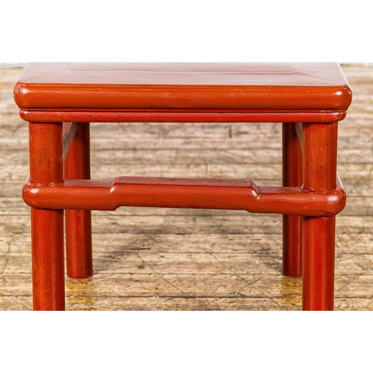 Qing Dynasty 19th Century Red Lacquer Side Table with Humpback Stretcher-12. Asian & Chinese Furniture, Art, Antiques, Vintage Home Décor for sale at FEA Home