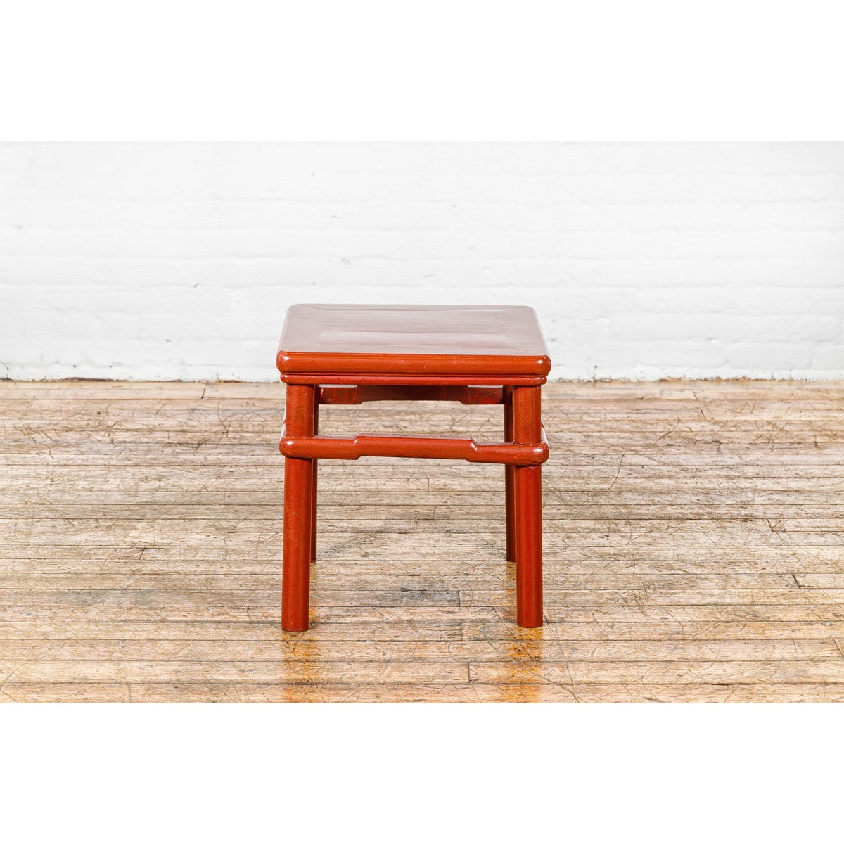 Qing Dynasty 19th Century Red Lacquer Side Table with Humpback Stretcher-15. Asian & Chinese Furniture, Art, Antiques, Vintage Home Décor for sale at FEA Home