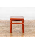 Qing Dynasty 19th Century Red Lacquer Side Table with Humpback Stretcher-15. Asian & Chinese Furniture, Art, Antiques, Vintage Home Décor for sale at FEA Home