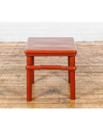 Red Square Side Table with Humpback Stretcher-18. Asian & Chinese Furniture, Art, Antiques, Vintage Home Décor for sale at FEA Home