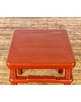 Red Square Side Table with Humpback Stretcher-19. Asian & Chinese Furniture, Art, Antiques, Vintage Home Décor for sale at FEA Home