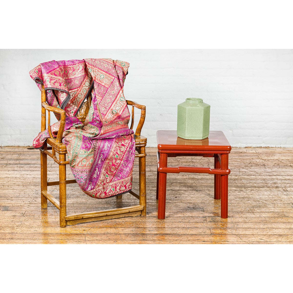 Qing Dynasty 19th Century Red Lacquer Side Table with Humpback Stretcher-2. Asian & Chinese Furniture, Art, Antiques, Vintage Home Décor for sale at FEA Home