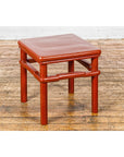 Red Square Side Table with Humpback Stretcher-9. Asian & Chinese Furniture, Art, Antiques, Vintage Home Décor for sale at FEA Home