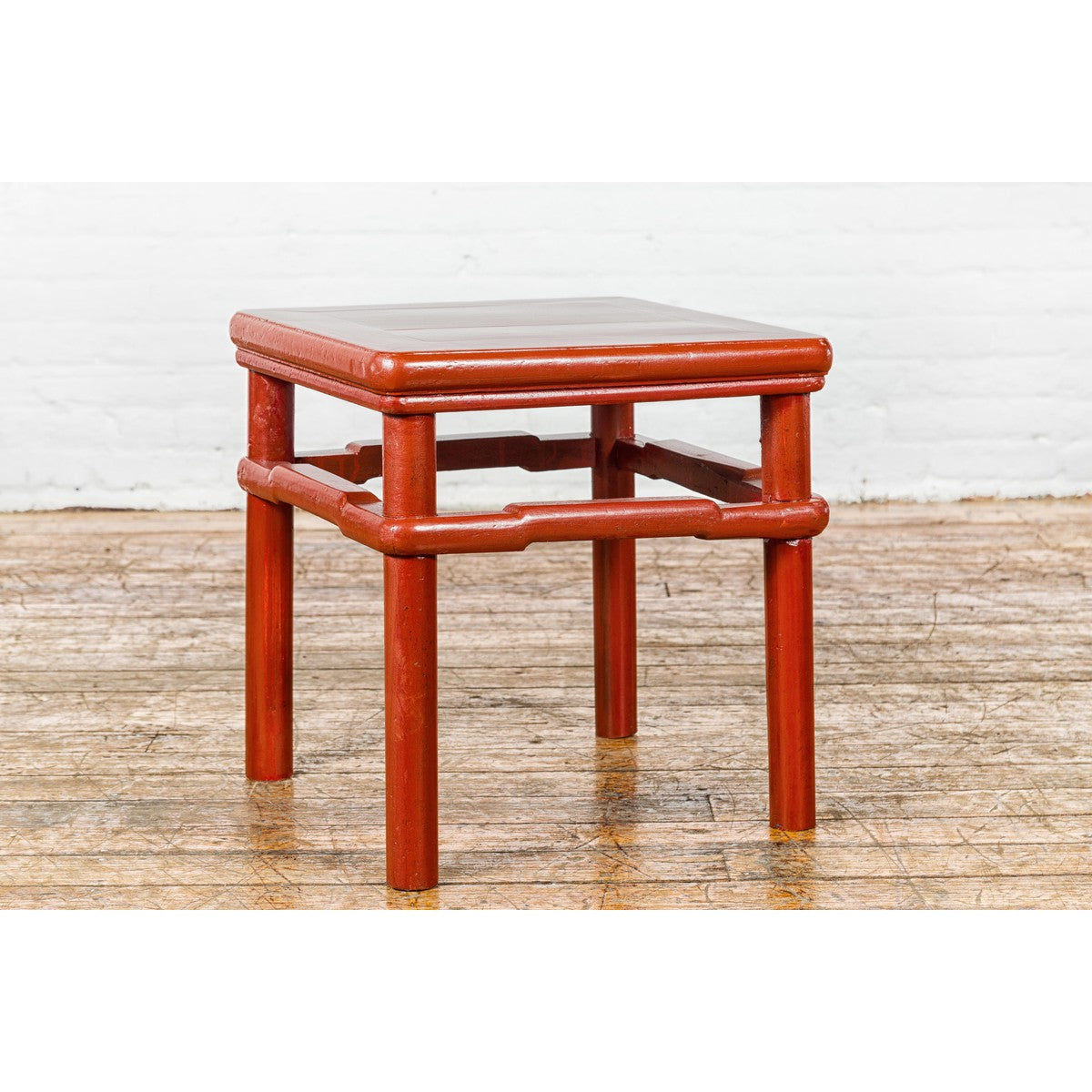 Qing Dynasty 19th Century Red Lacquer Side Table with Humpback Stretcher-9. Asian & Chinese Furniture, Art, Antiques, Vintage Home Décor for sale at FEA Home
