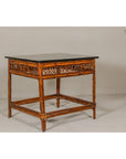 Bamboo Qing Dynasty Center Table with Geometric Apron and Black Lacquered Top-11. Asian & Chinese Furniture, Art, Antiques, Vintage Home Décor for sale at FEA Home
