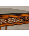 Bamboo Qing Dynasty Center Table with Geometric Apron and Black Lacquered Top-12. Asian & Chinese Furniture, Art, Antiques, Vintage Home Décor for sale at FEA Home